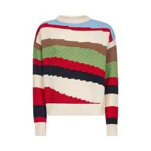 Max Mara Weekend Women Cotton Blend Intarsia-Knit Polo Sweater
